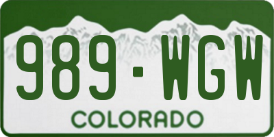 CO license plate 989WGW