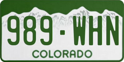 CO license plate 989WHN