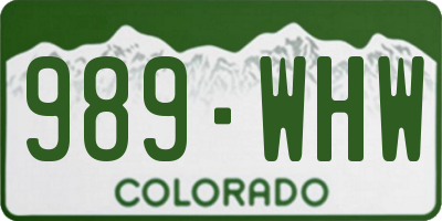 CO license plate 989WHW