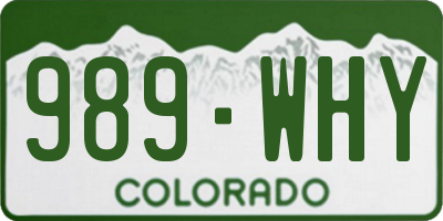 CO license plate 989WHY