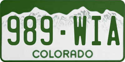 CO license plate 989WIA