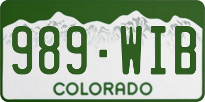 CO license plate 989WIB