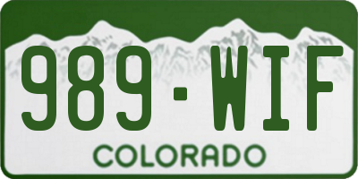 CO license plate 989WIF