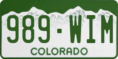 CO license plate 989WIM
