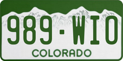 CO license plate 989WIO