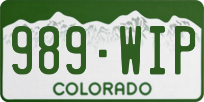 CO license plate 989WIP
