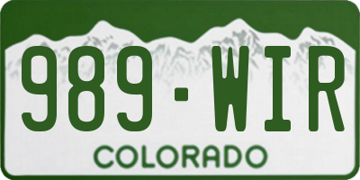 CO license plate 989WIR