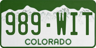 CO license plate 989WIT
