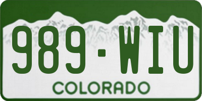 CO license plate 989WIU
