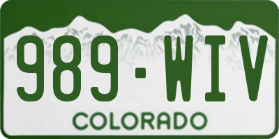 CO license plate 989WIV
