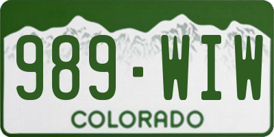 CO license plate 989WIW