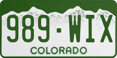 CO license plate 989WIX