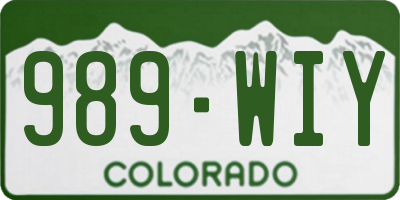 CO license plate 989WIY