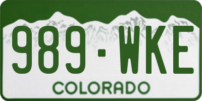 CO license plate 989WKE