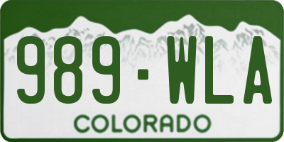 CO license plate 989WLA