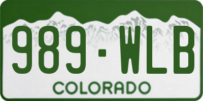 CO license plate 989WLB
