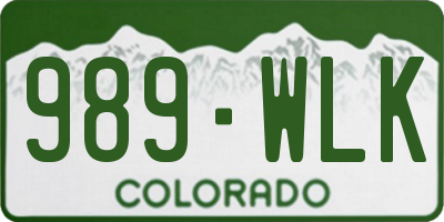 CO license plate 989WLK