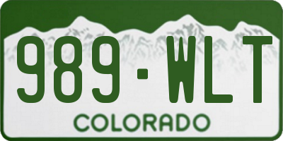 CO license plate 989WLT