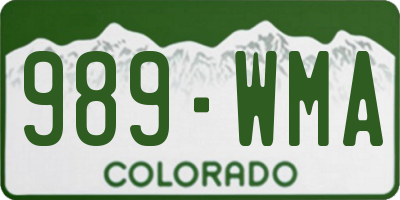 CO license plate 989WMA
