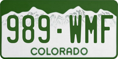 CO license plate 989WMF