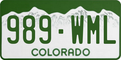 CO license plate 989WML