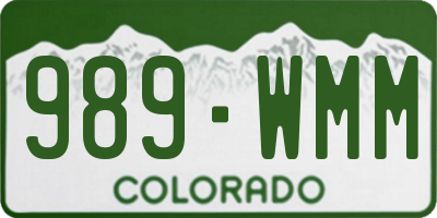 CO license plate 989WMM