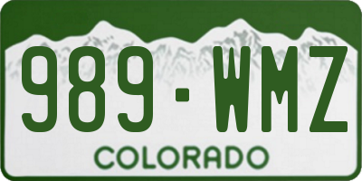 CO license plate 989WMZ