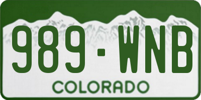 CO license plate 989WNB