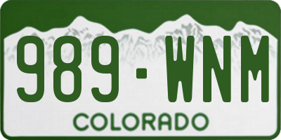 CO license plate 989WNM