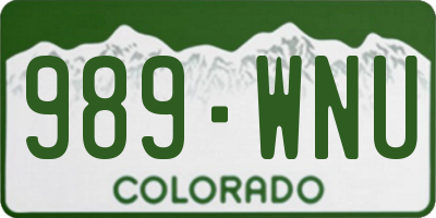 CO license plate 989WNU