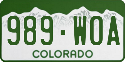 CO license plate 989WOA