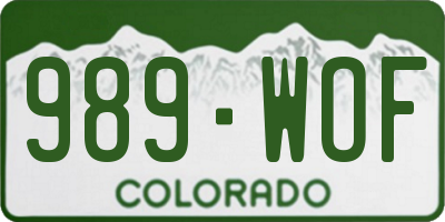 CO license plate 989WOF