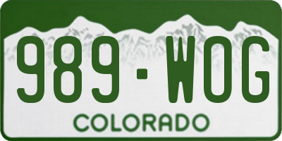CO license plate 989WOG