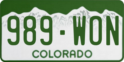 CO license plate 989WON