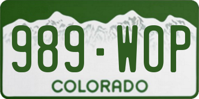 CO license plate 989WOP