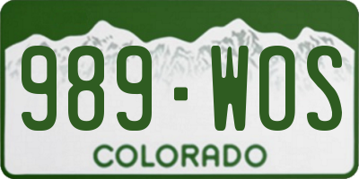 CO license plate 989WOS