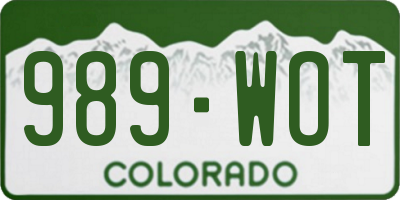 CO license plate 989WOT