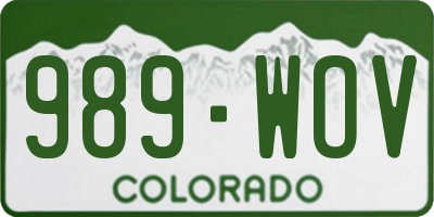 CO license plate 989WOV