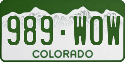 CO license plate 989WOW