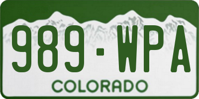 CO license plate 989WPA