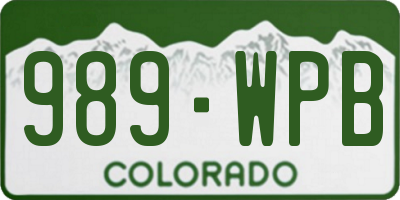 CO license plate 989WPB