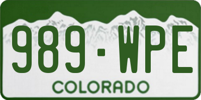CO license plate 989WPE