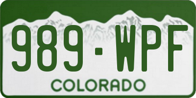CO license plate 989WPF