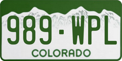 CO license plate 989WPL