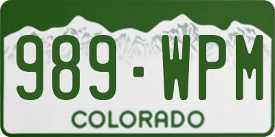 CO license plate 989WPM