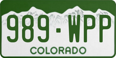 CO license plate 989WPP