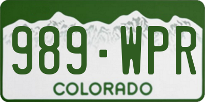 CO license plate 989WPR