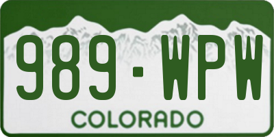 CO license plate 989WPW