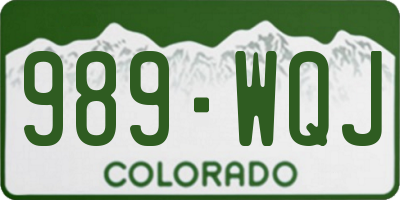 CO license plate 989WQJ