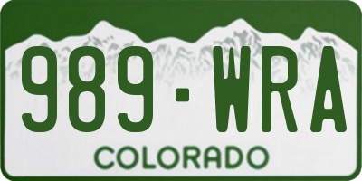 CO license plate 989WRA